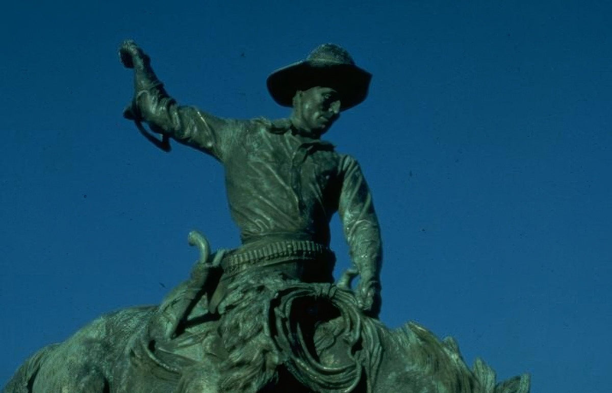 Landmark Cowboy Statue Bronze A4 Photo Print
