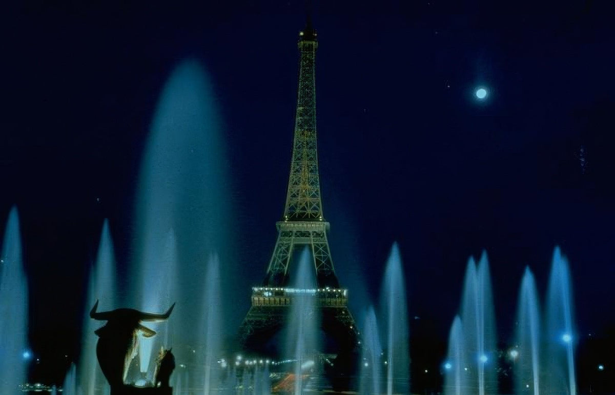 Landmark Eiffel Tower Night A4 Photo Print