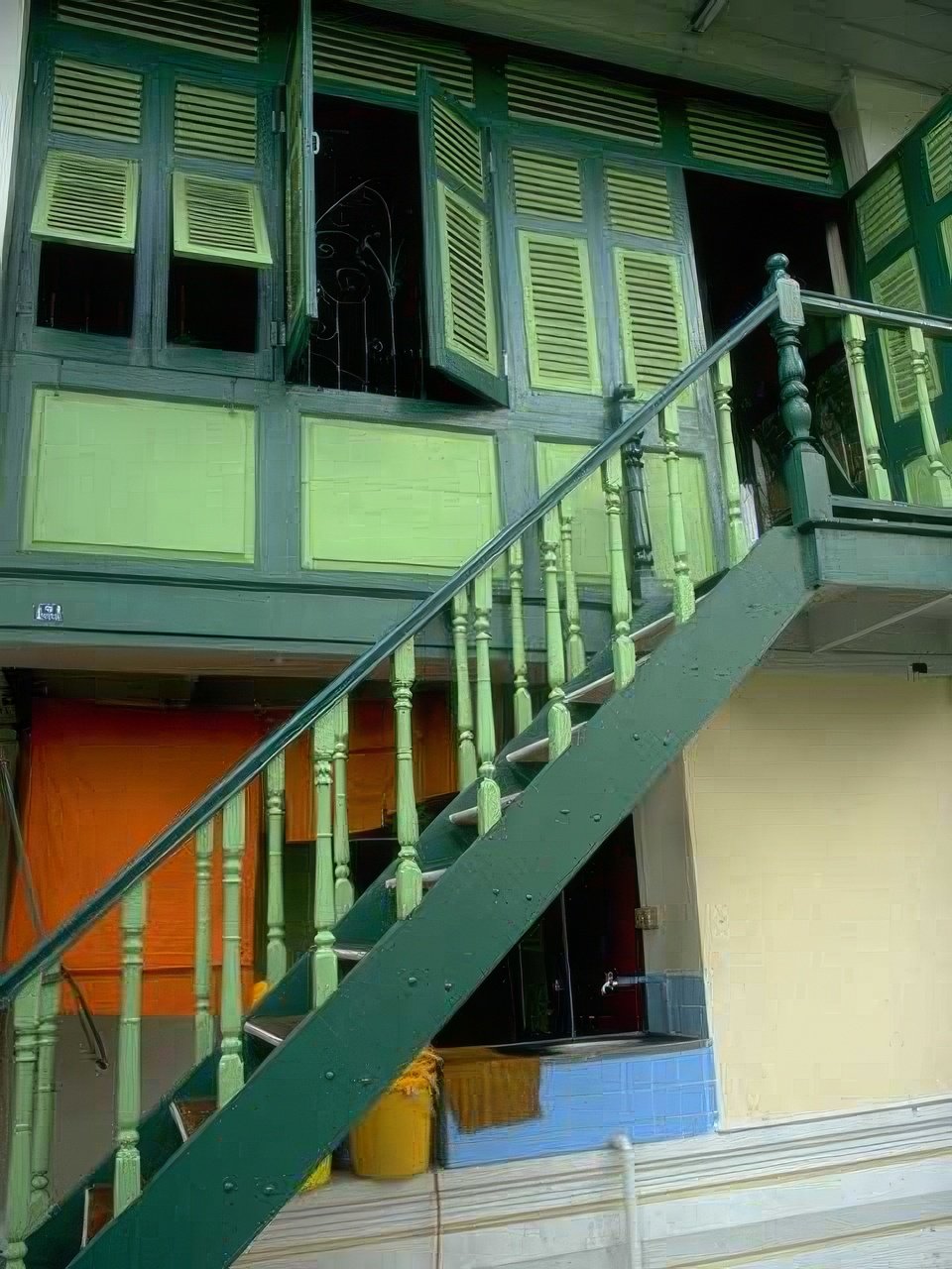 Landmark Green Staircase Building A4 Photo Print