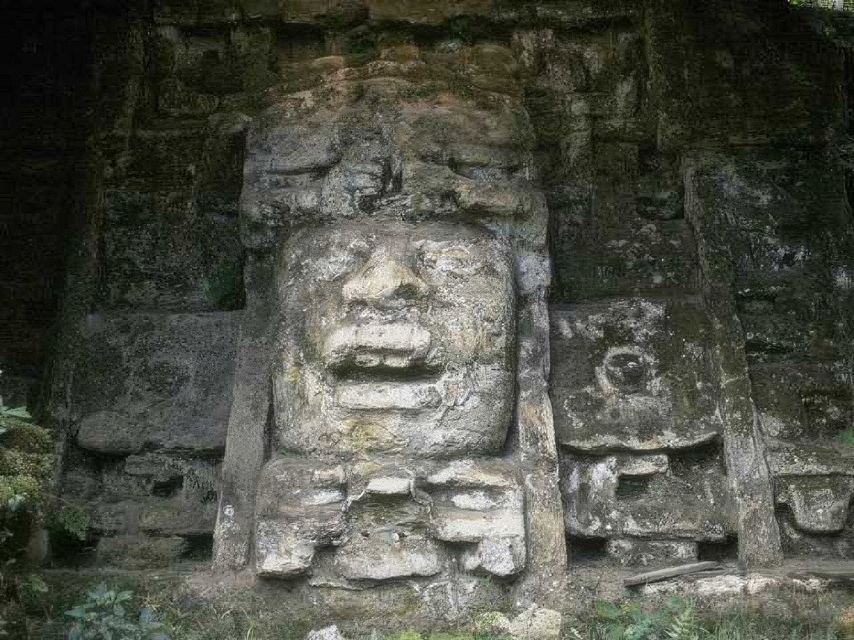 Landmark Mayan Head Sculpture A4 Photo Print