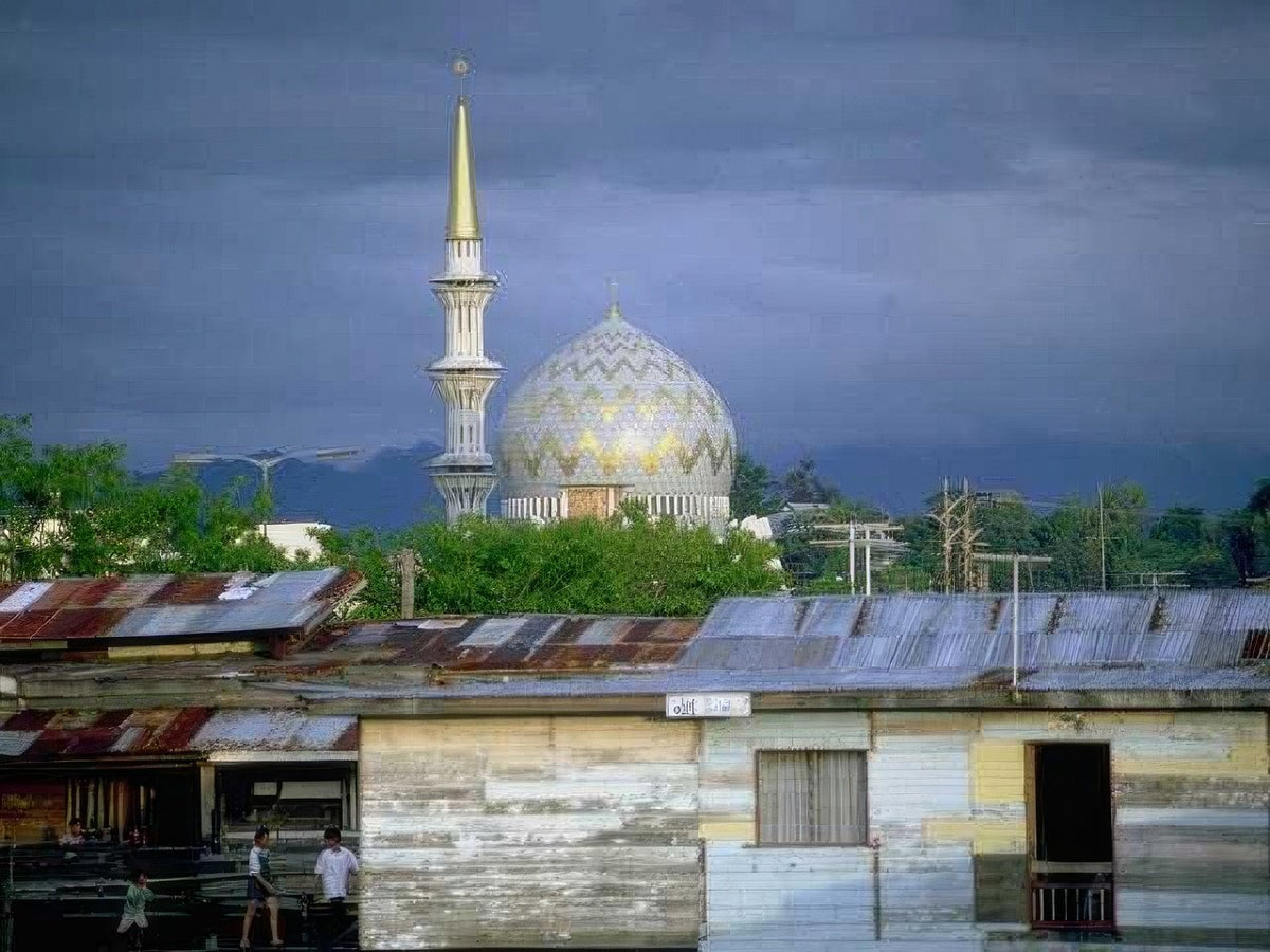 Landmark Mosque Shacks Hillside A4 Photo Print