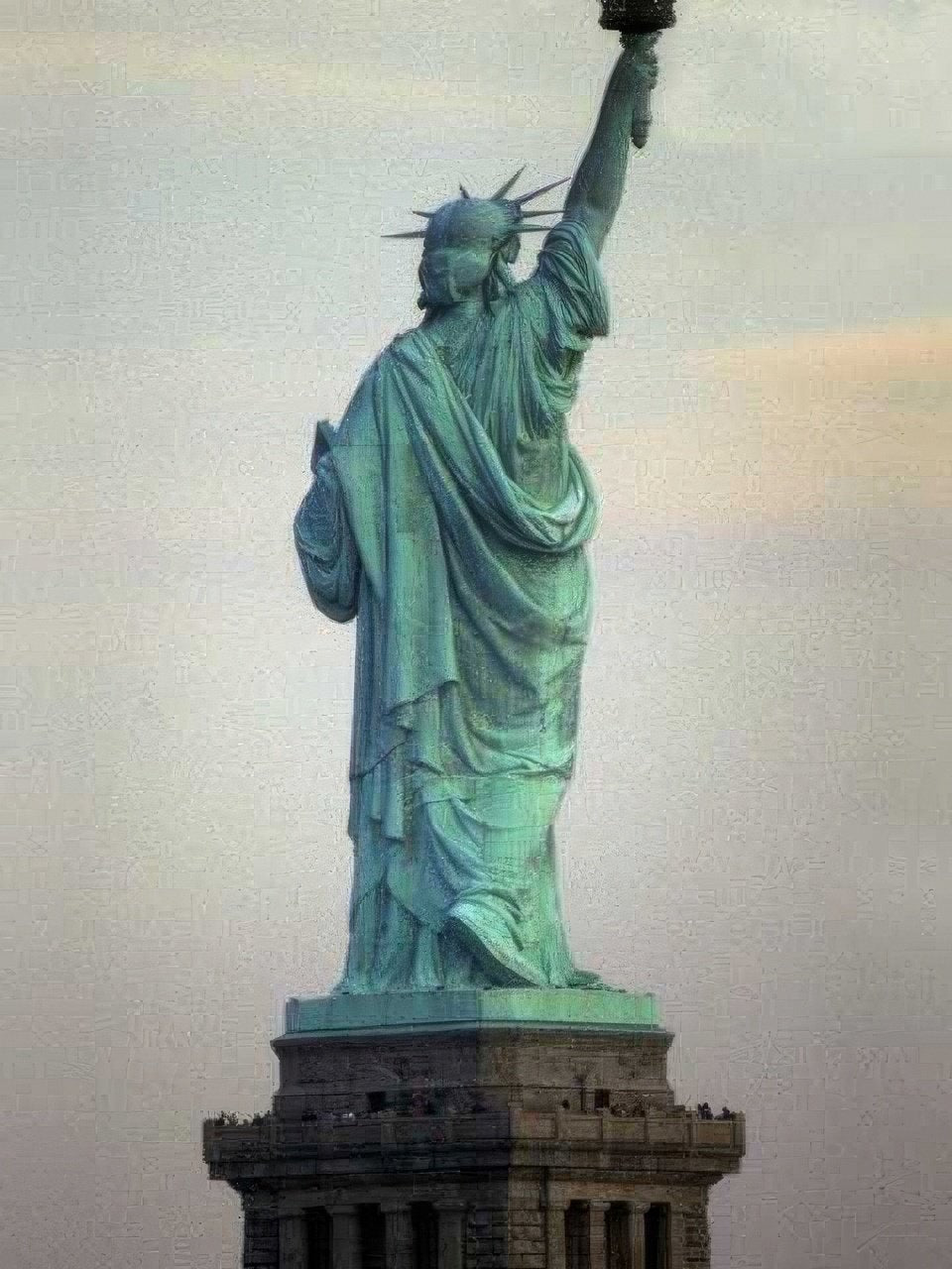 Landmark Statue Liberty Dusk A4 Photo Print
