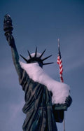 Landmark Statue Liberty Snow A4 Photo Print