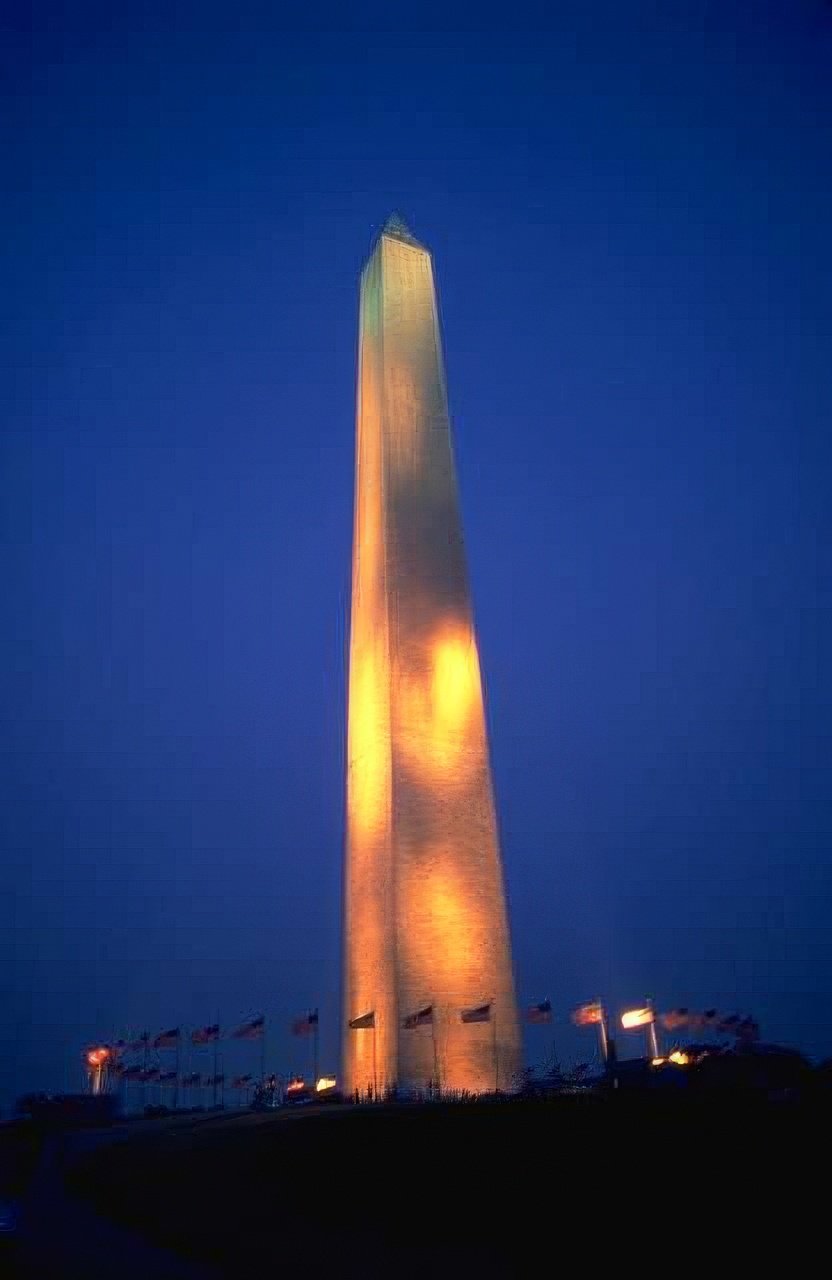 Landmark Washington Monument Night 2 A4 Photo Print