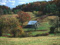 Landscape Autumn Barn Hills A4 Photo Print