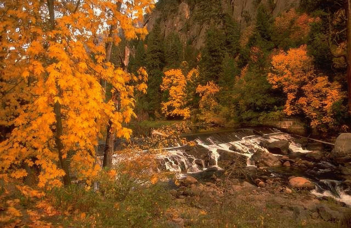 Landscape Autumn Waterfall Yosemite A4 Photo Print