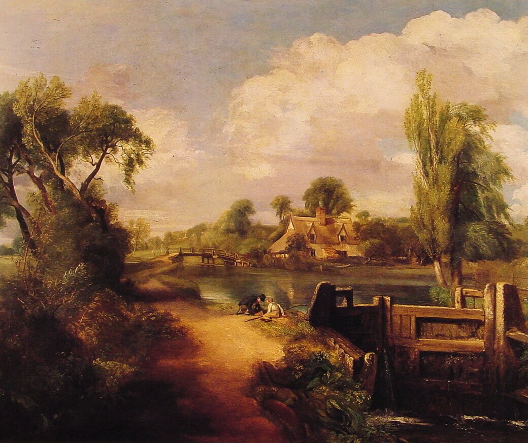 Landscape Boys Fishing Art A4 Photo Print