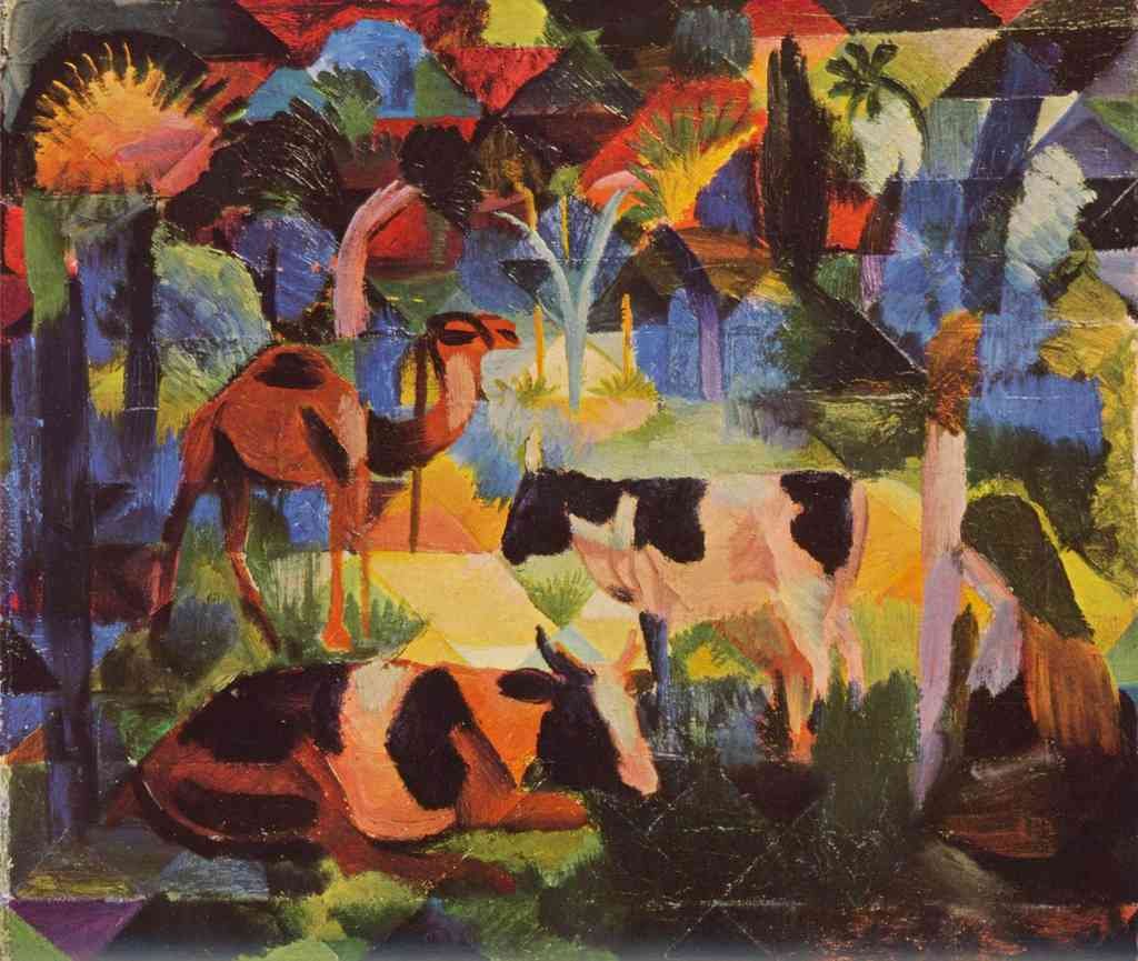 Landscape With Cows And Camels Macke A4 Photo Print