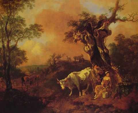 Landscape With Woodcutter And Milkmaid A4 Photo Print