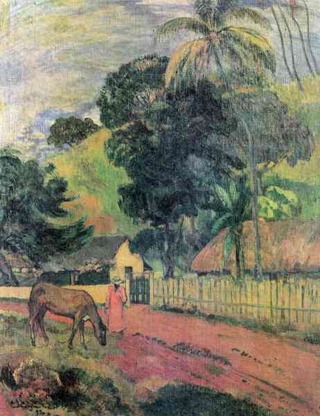 Landscape by Gauguin Impressionism A4 Photo Print
