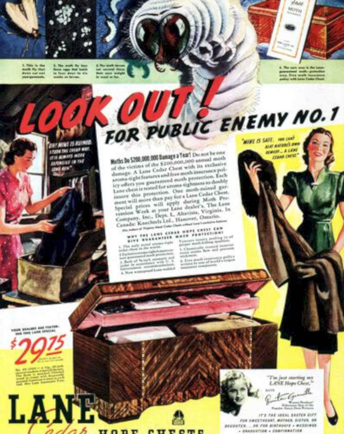 Lane Cedar Hope Vintage Retro Advert Poster A4 Photo Print
