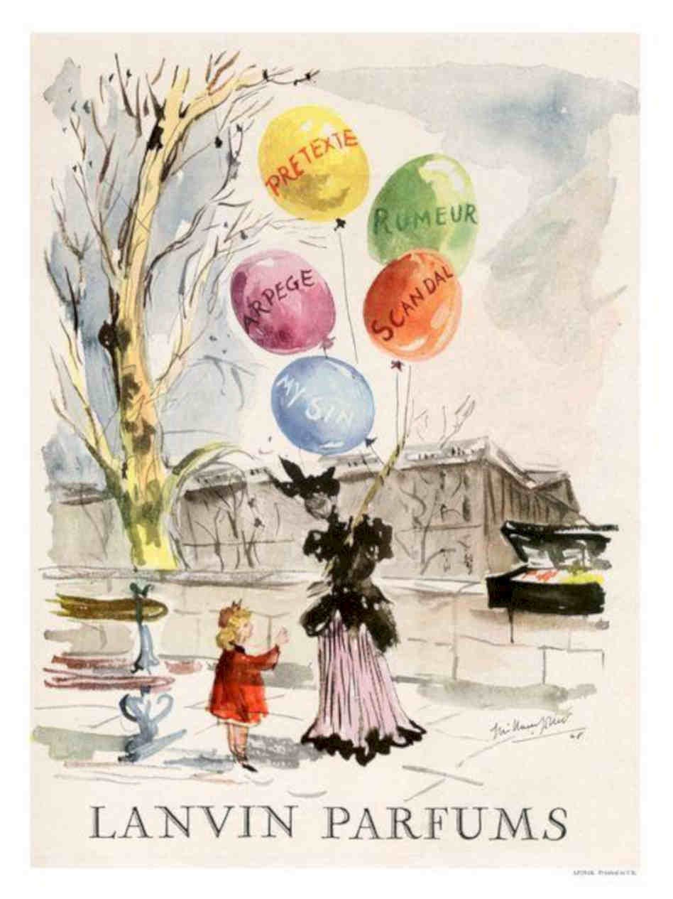 Lanvin Balloon Seller Perfume Advert Vintage Retro Advert Poster A4 Photo Print
