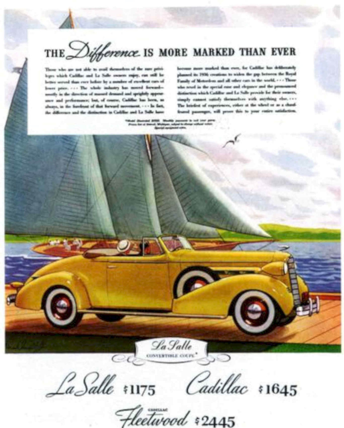 Lasalle Convertible Lake Vintage Retro Advert Poster A4 Photo Print