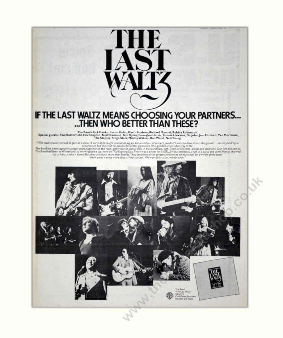 Last Waltz Band Vintage Retro Advert Poster A4 Photo Print