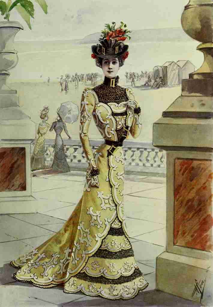 Latest Paris Fashions 1877 Etretat de Cauville Toilette A4 Photo Print