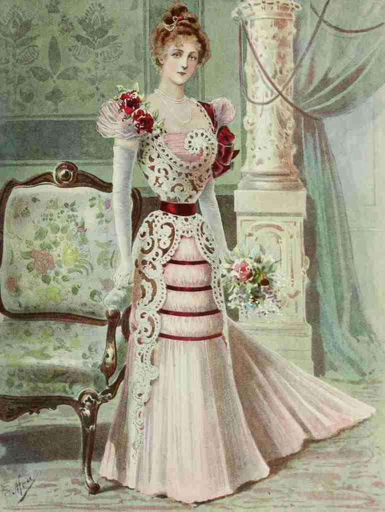 Latest Paris Fashions 1877 Evening Gown from Paris A4 Photo Print