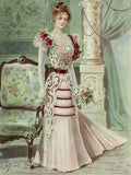 Latest Paris Fashions 1877 Evening Gown from Paris A4 Photo Print