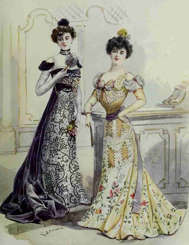 Latest Paris Fashions 1877 Robes de Soiree 2 A4 Photo Print