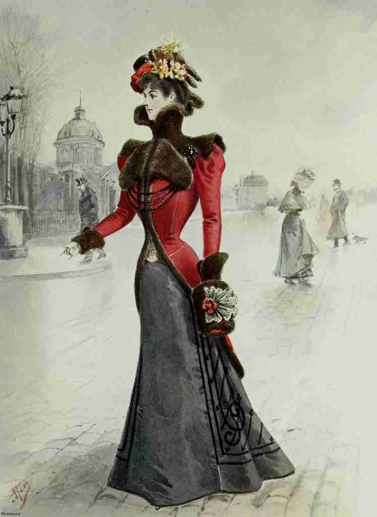 Latest Paris Fashions 1877 Toilette de Promenade A4 Photo Print