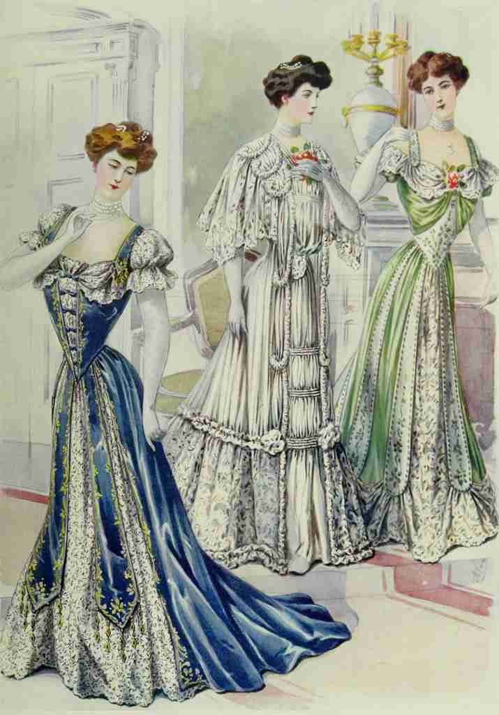 Latest Paris Fashions 1877 Toilettes de Diner A4 Photo Print