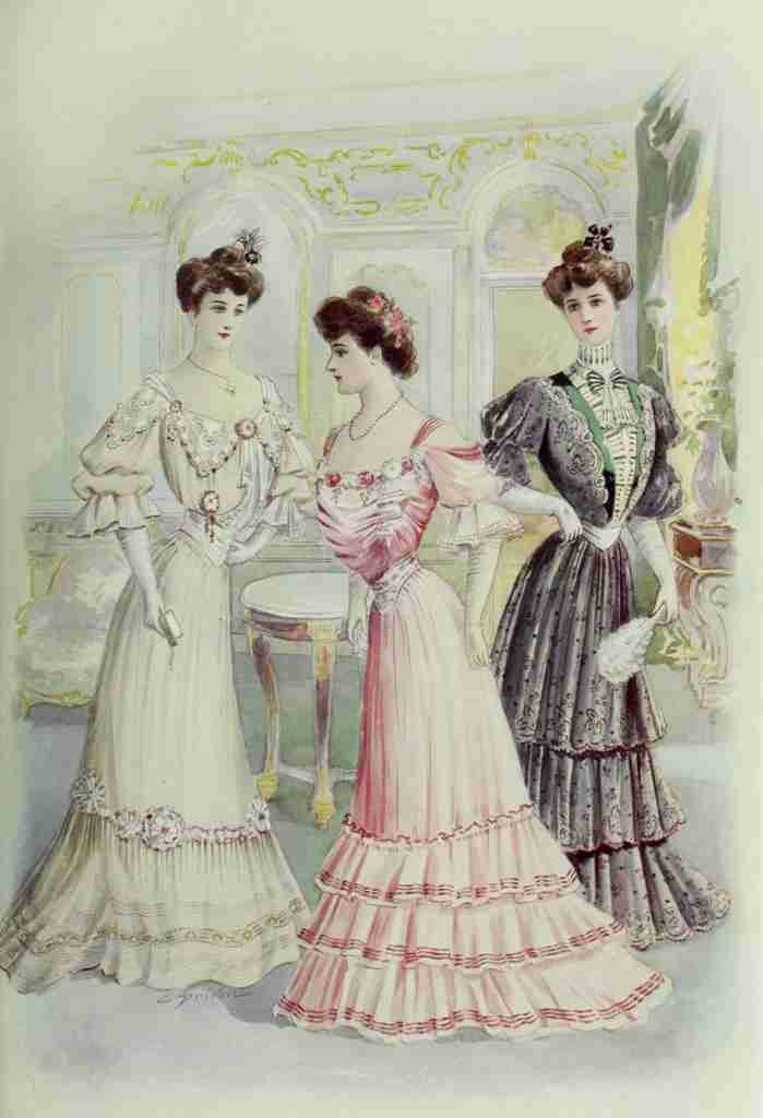Latest Paris Fashions 1877 Toilettes de Soiree A4 Photo Print
