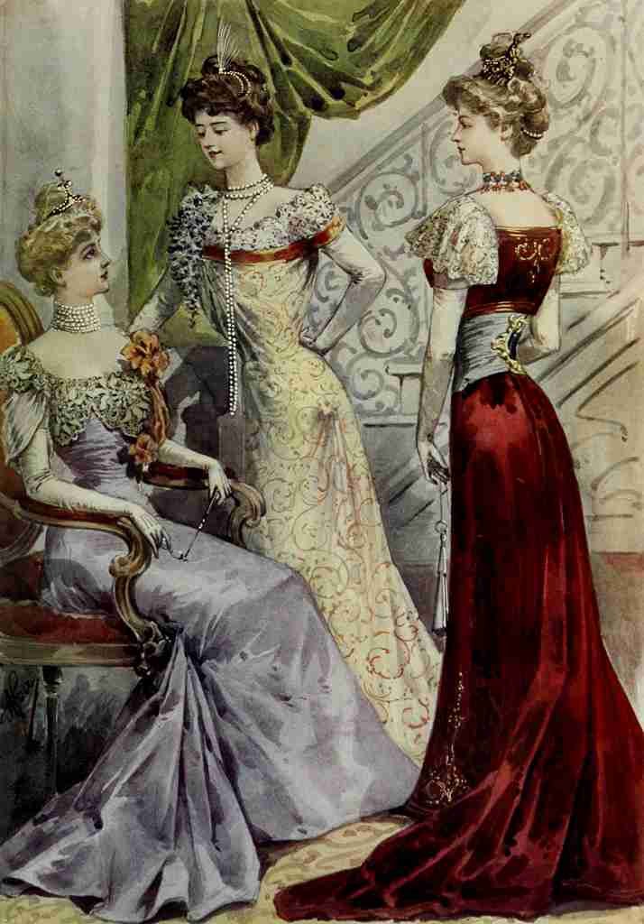 Latest Paris Fashions 1877 Toilettes de Theatre A4 Photo Print