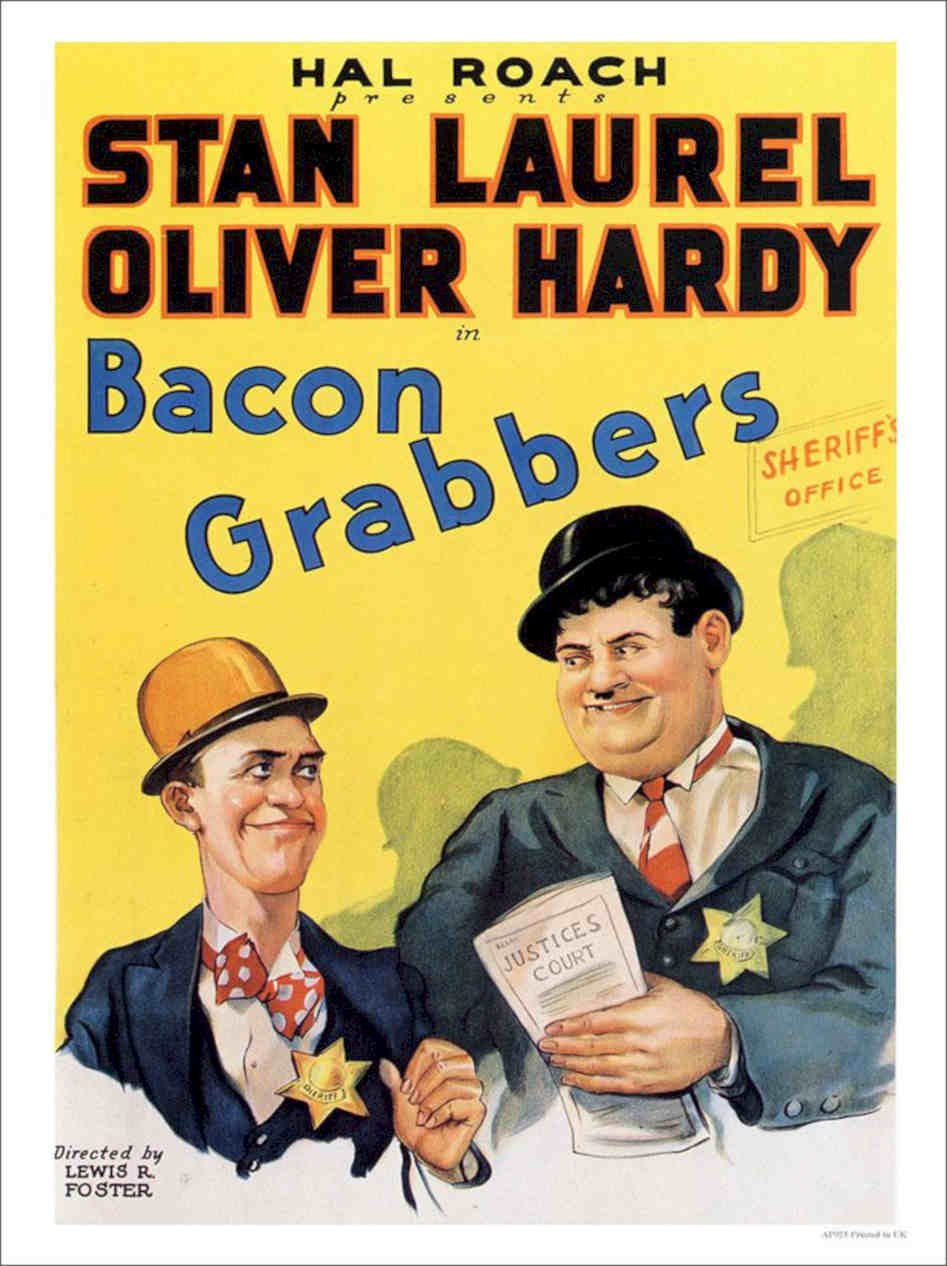 Laurel And Hardy Bacon Grabbers Comedy Movie Poster 1929 Vintage Retro Advert P