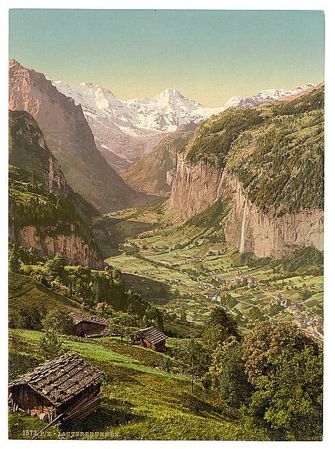 Lauterbrunnen Valley I  Bernese Oberland Vintage A4 Photo Print