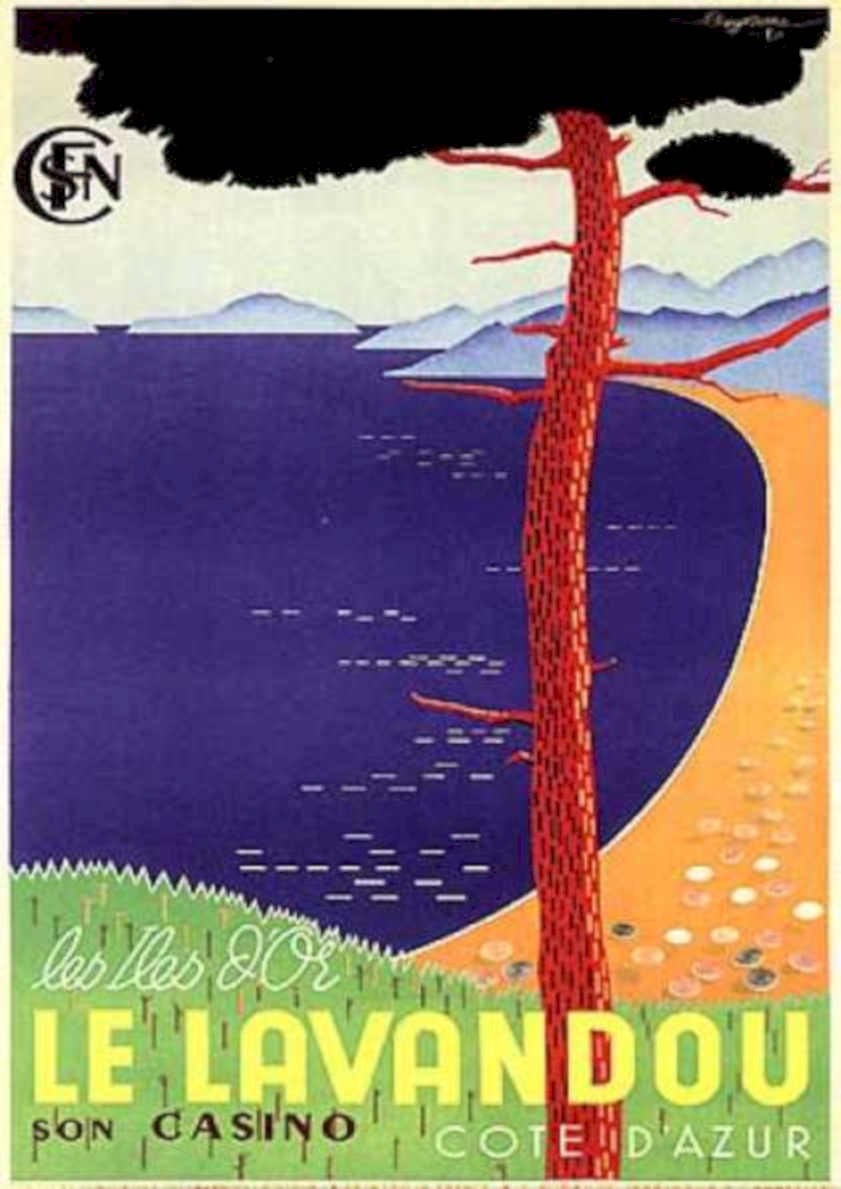 Lavandou Pine Beach Vintage Retro Advert Ads A4 Photo Print