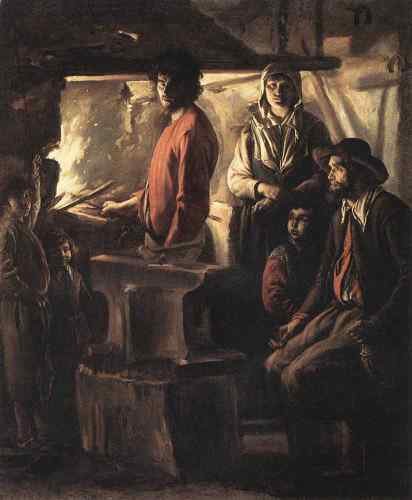 Le Nain Louis Blacksmith At His Forge  A4 Photo Print