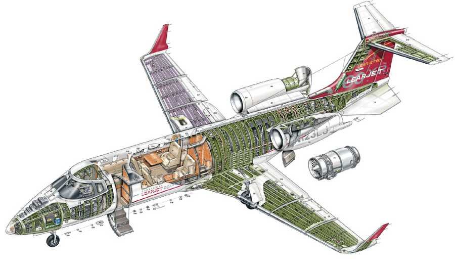 Learjet 60 cutaway A4 Photo Print
