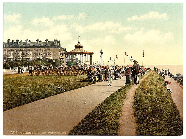 Lees Promenade and Bandstand Folkestone Vintage A4 Photo Print