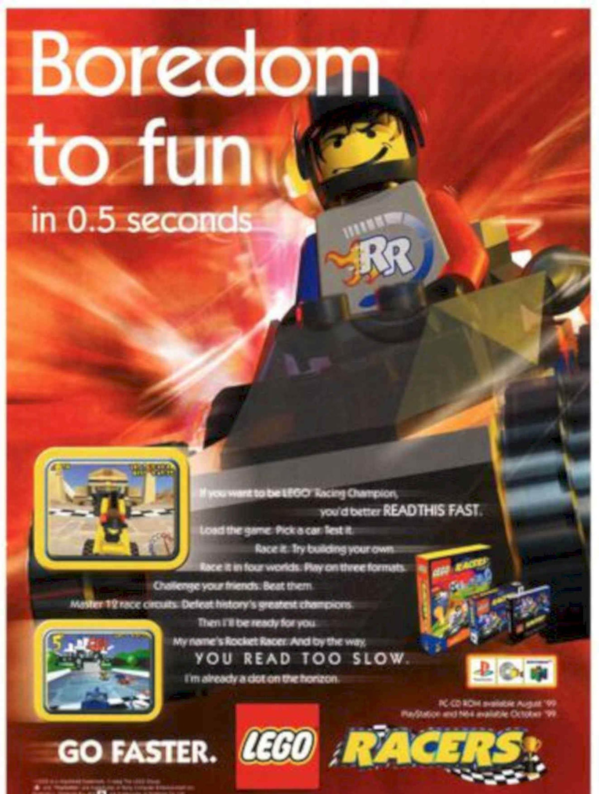 Lego Racers Game Vintage Retro Advert Poster A4 Photo Print