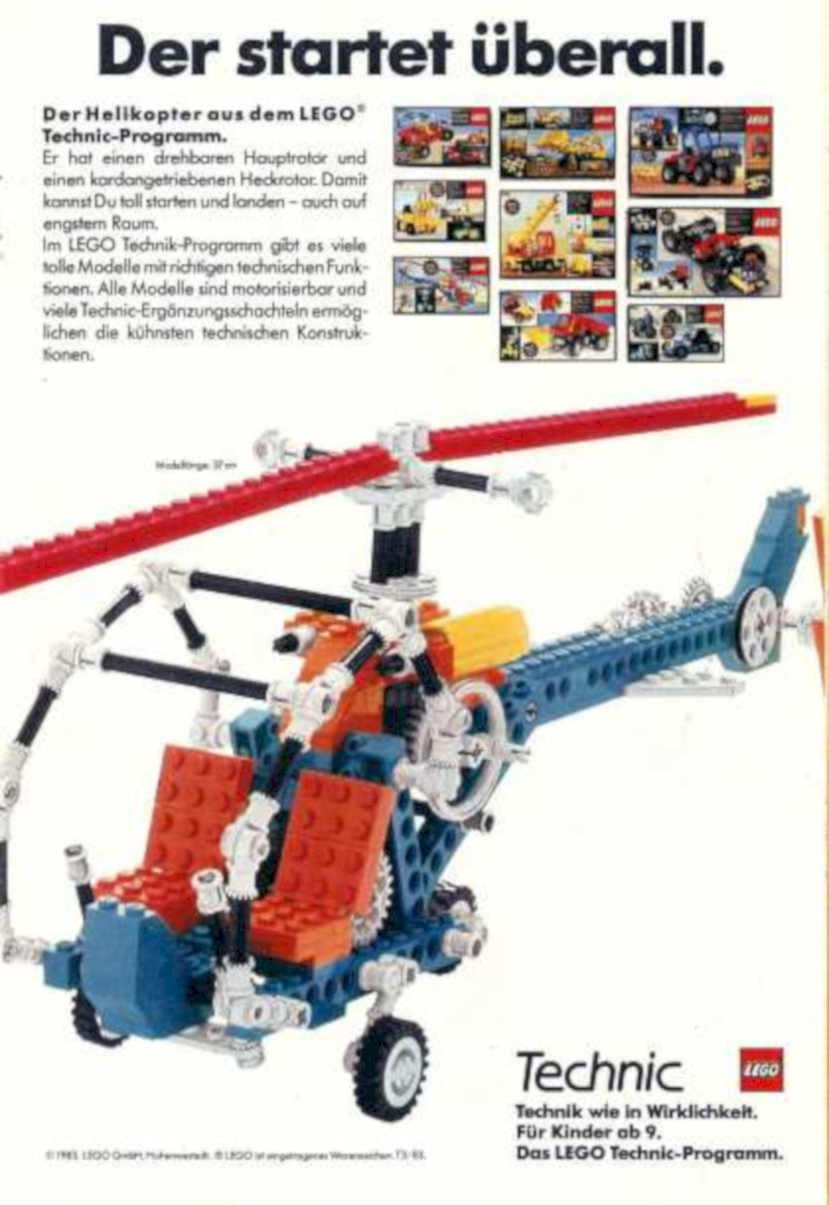 Lego Technic Helicopter Vintage Retro Advert Ads A4 Photo Print