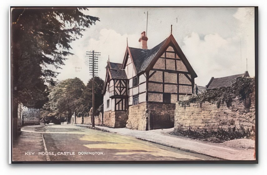 Leicestershire Castle Donnington Key House From Empty Road Vintage A4 Photo Print