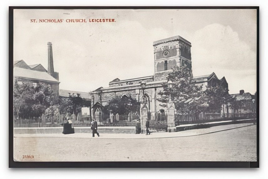 Leicestershire Leicester St Nicholas Church & Graveyard Family Walk Past Vintage A4 Photo Print