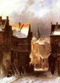 Leickert Charles Henri Joseph A Dutch Town In Winter A4 Photo Print