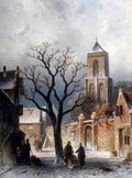 Leickert Charles Henri Joseph A Village Snow Scene A4 Photo Print
