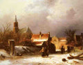 Leickert Charles Henri Joseph Figures On The Snow A4 Photo Print