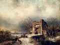 Leickert Charles Henri Joseph Villagers On A Frozen Path A4 Photo Print