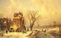 Leickert Charles Skaters In A Frozen Winter Landscape A4 Photo Print