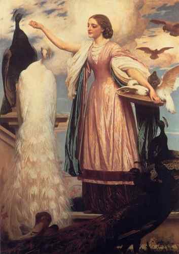 Leighton A Girl Feeding Peacocks Lord Frederick Leighton  A4 Photo Print