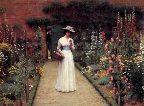 Leighton Edmund Blair Lady In A Garden Big A4 Photo Print