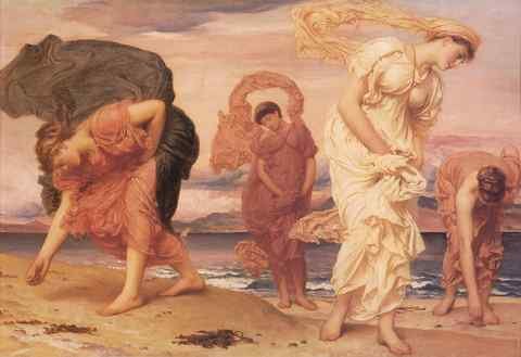 Leighton Greek Girls Picking up Pebbles A4 Photo Print