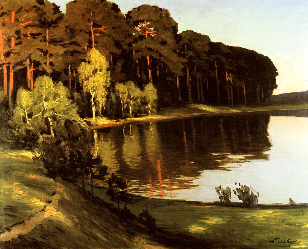 Leistikow Walter Riverscene with Forest Beyond Art A4 Photo Print