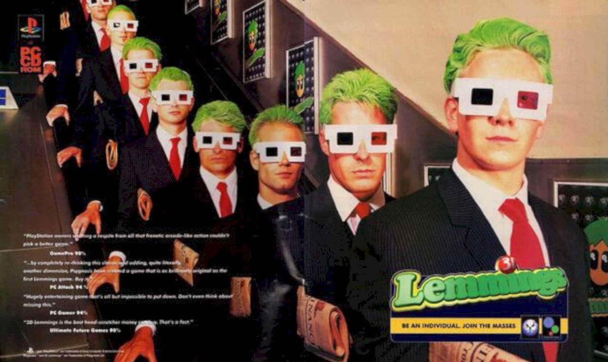Lemmings 3d Game Vintage Retro Advert Poster A4 Photo Print