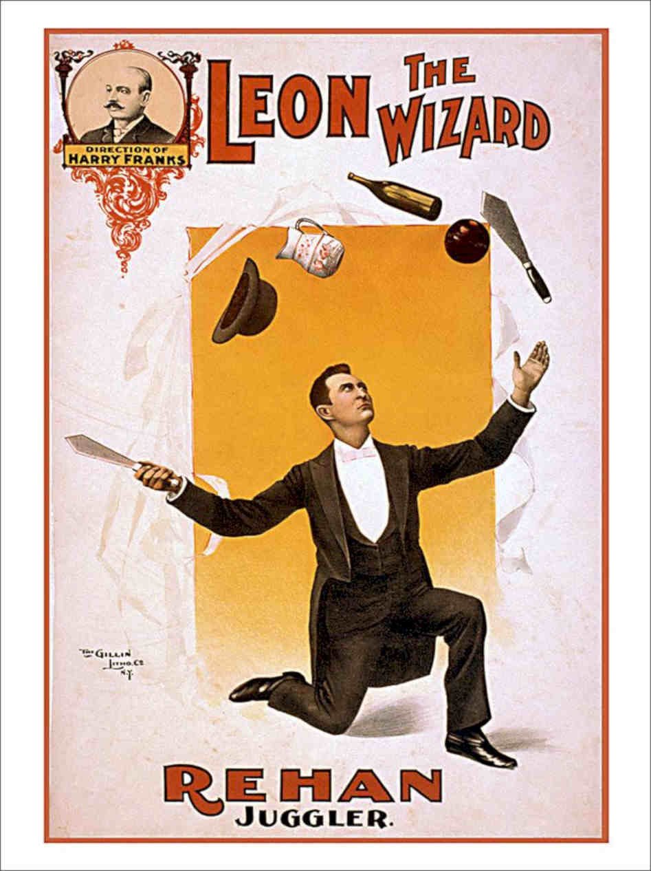 Leon The Wizard Juggler Vintage Retro Advert Poster A4 Photo Print