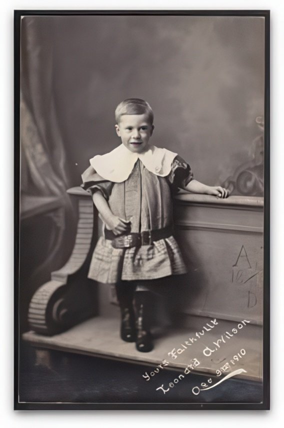 Leonard A Wilson Age 3 Years Small Boy Poses On Bench 1910 Vintage A4 Photo Print