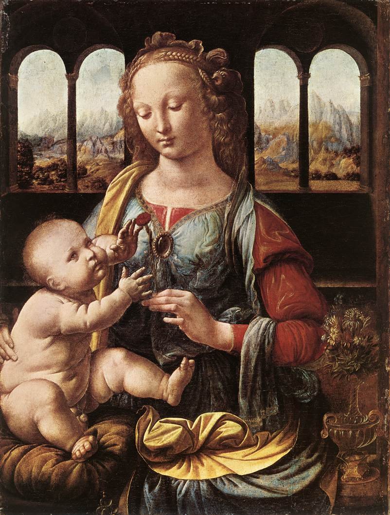 Leonardo Da Vinci The Madonna Of The Carnation Art A4 Photo Print