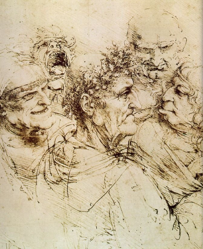 Leonardo Grotesque Heads Windsor Castle Art A4 Photo Print